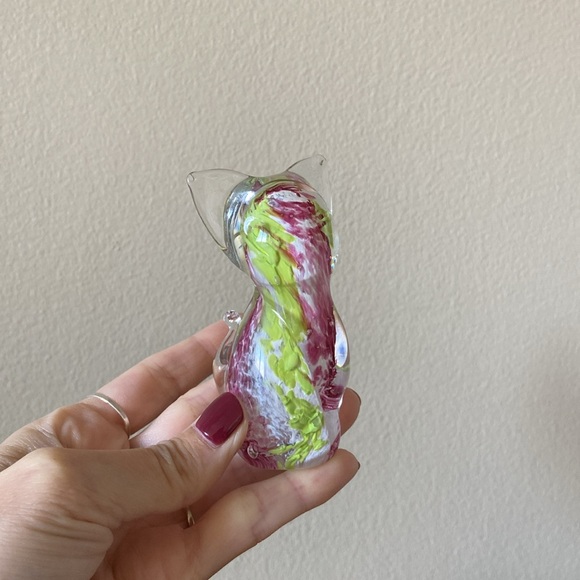 J.B Quebec Canada Jan Brenda? Signed Art Glass Cat Figurine Paperweight Tie-Dye - Picture 6 of 6